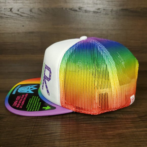LED PLUR Trucker Hat Rainbow Mesh Cap Lights Up 3 Modes Strobe Effect NWT - Picture 7 of 10